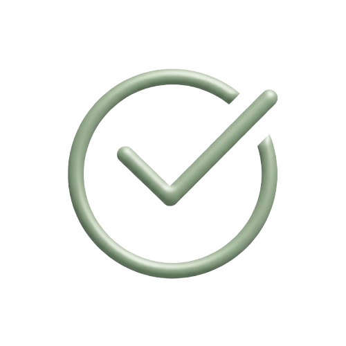 Light green check mark icon on a white background