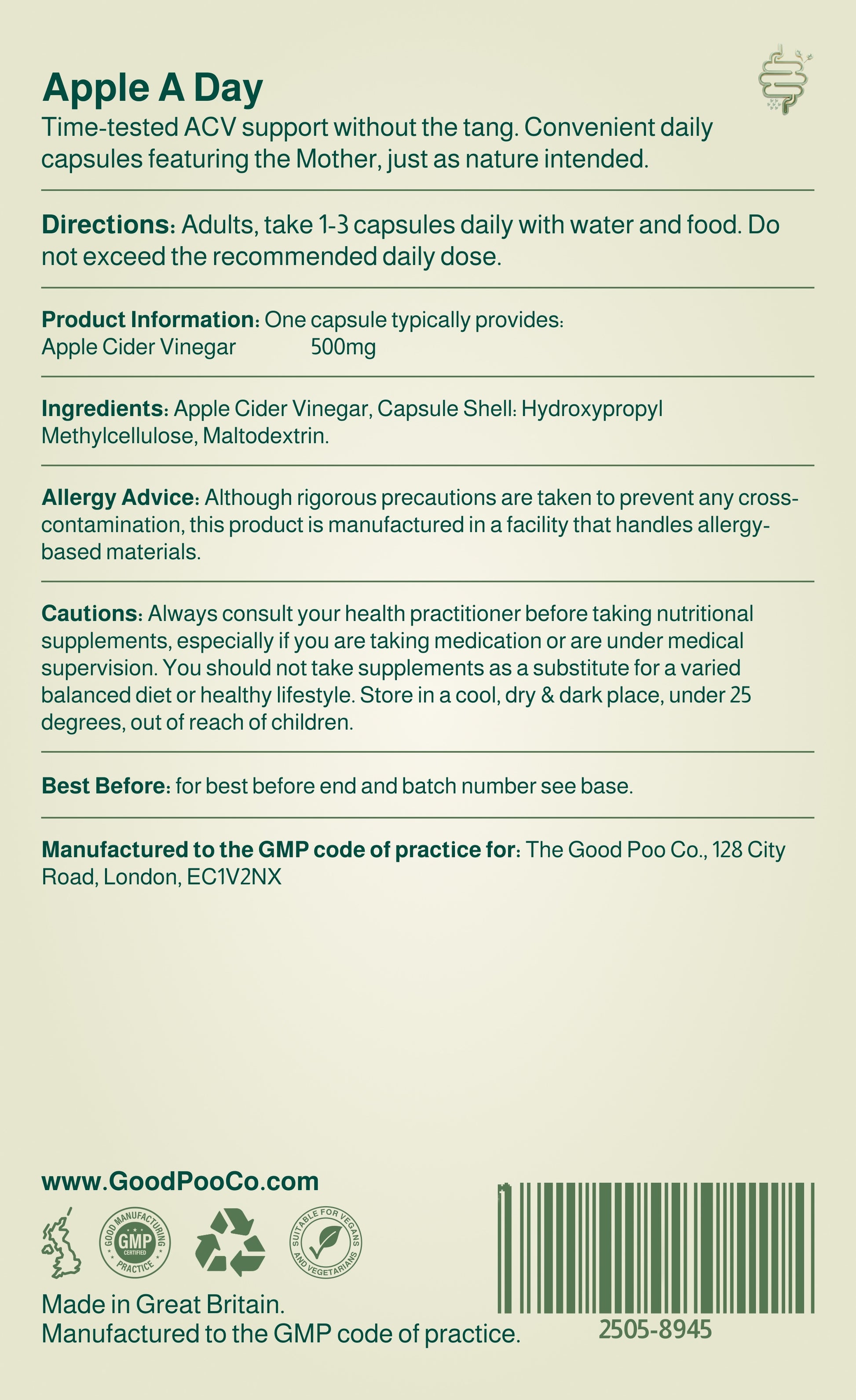 Apple A Day Label Back