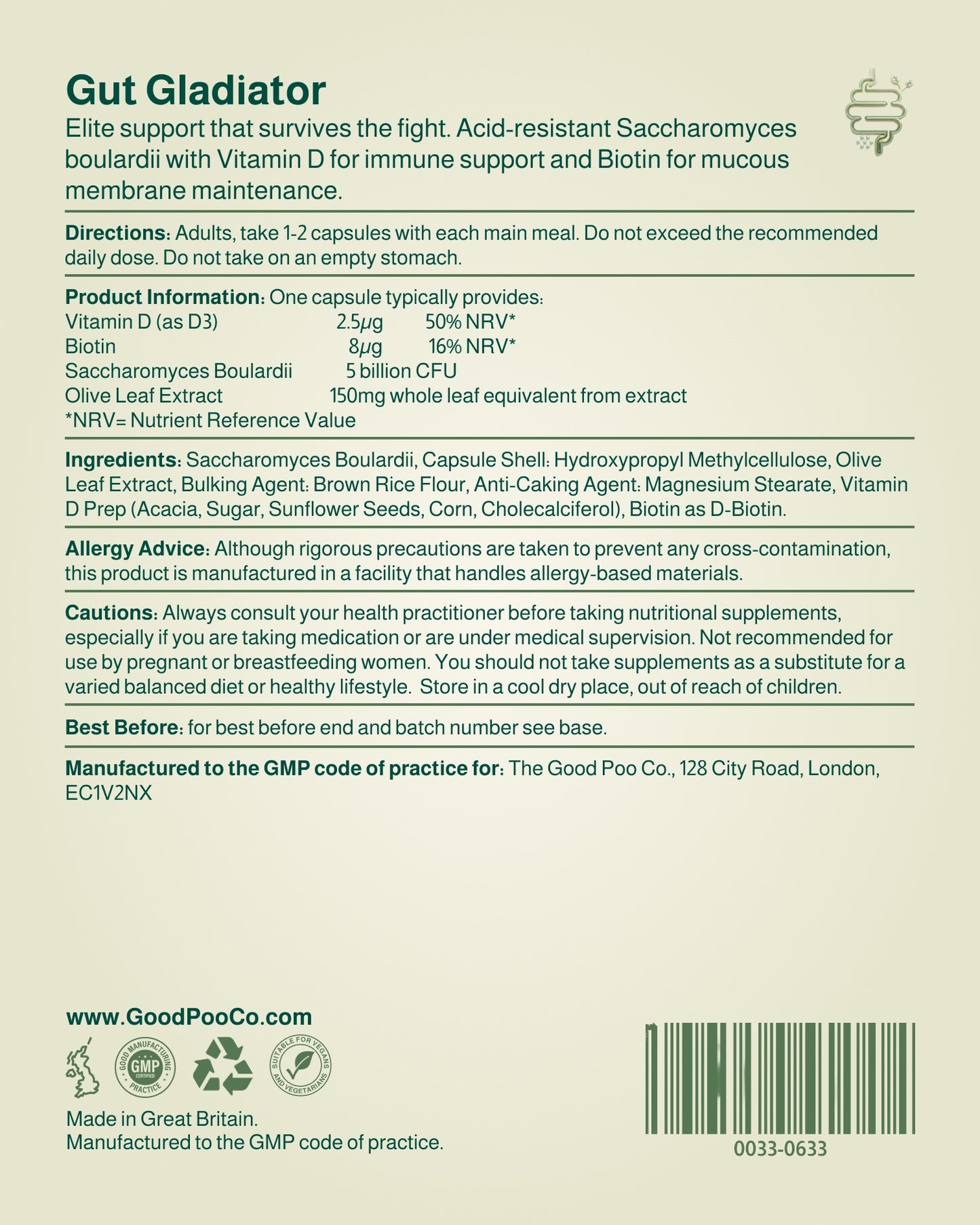 Gut Gladiator back label