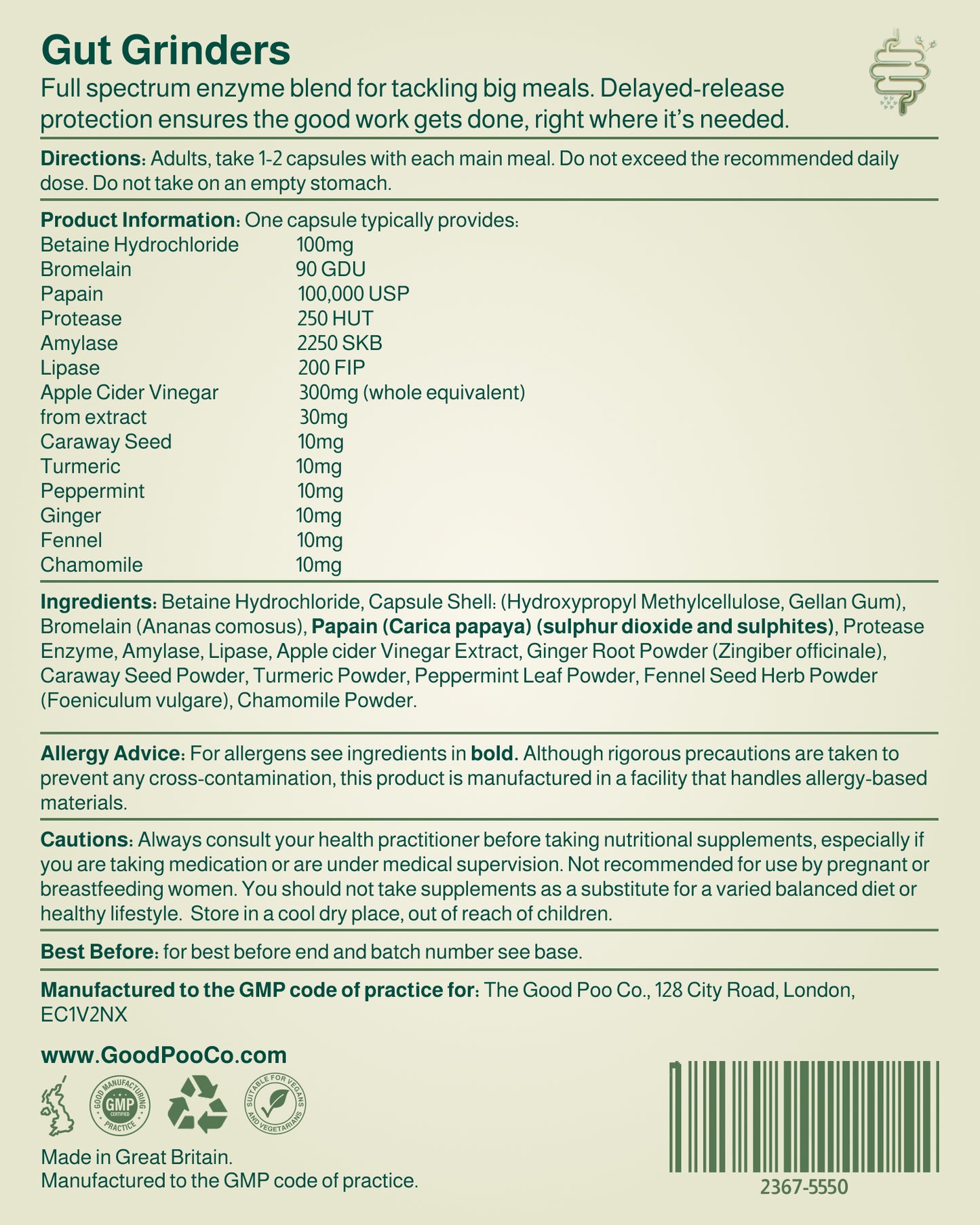 Gut Grinders Label back