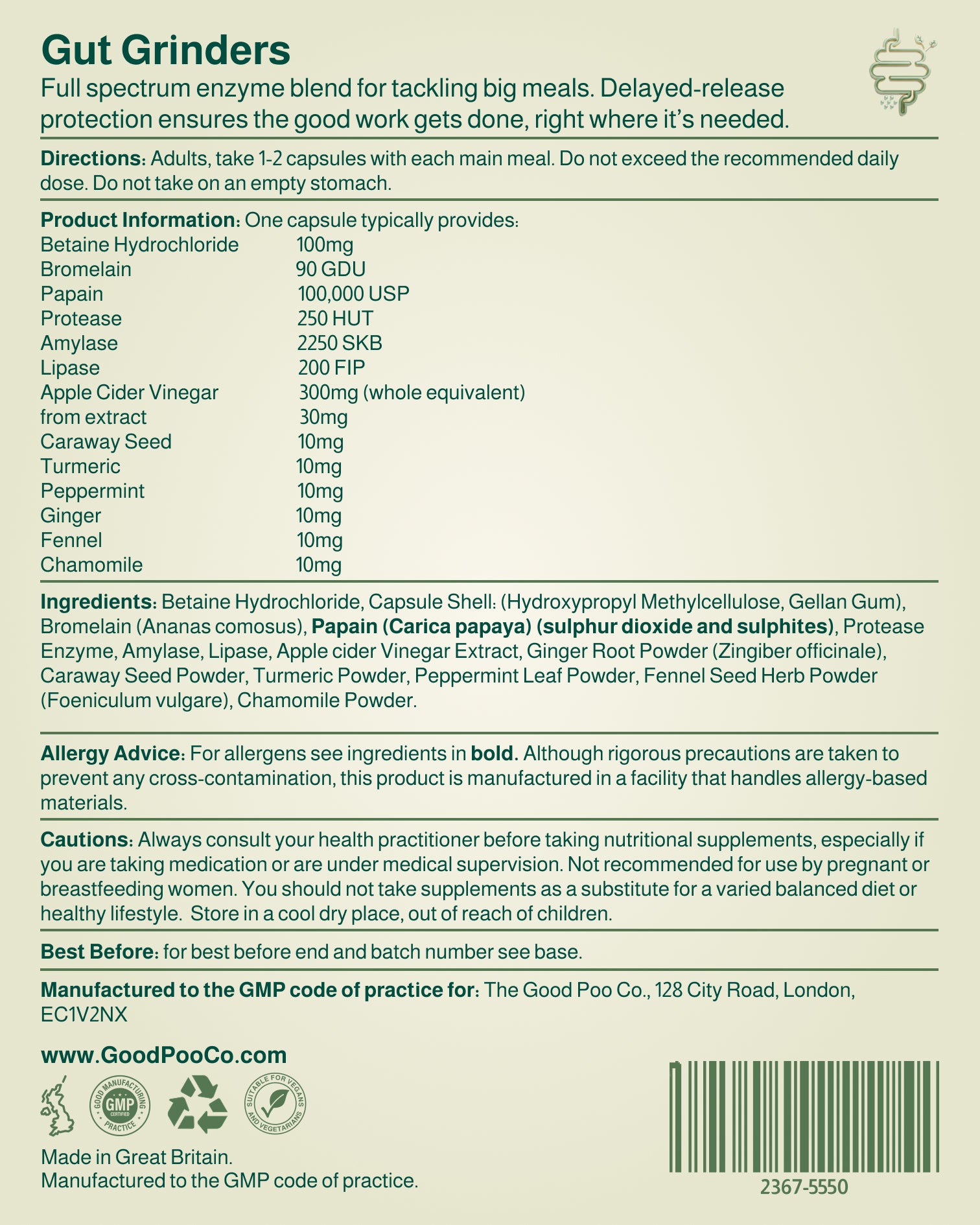 Gut Grinders Label back